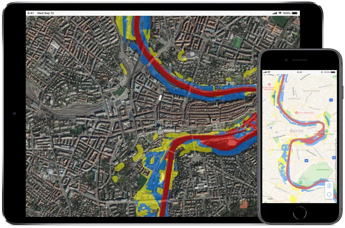 iPhone und iPad mit Gefahrenkarte