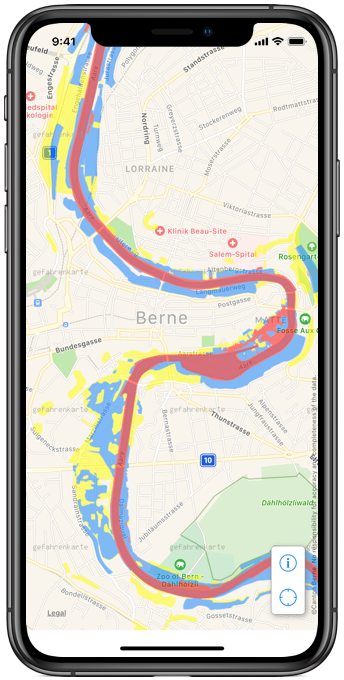 iPhone XS mit Gefahrenkarte Anwendung